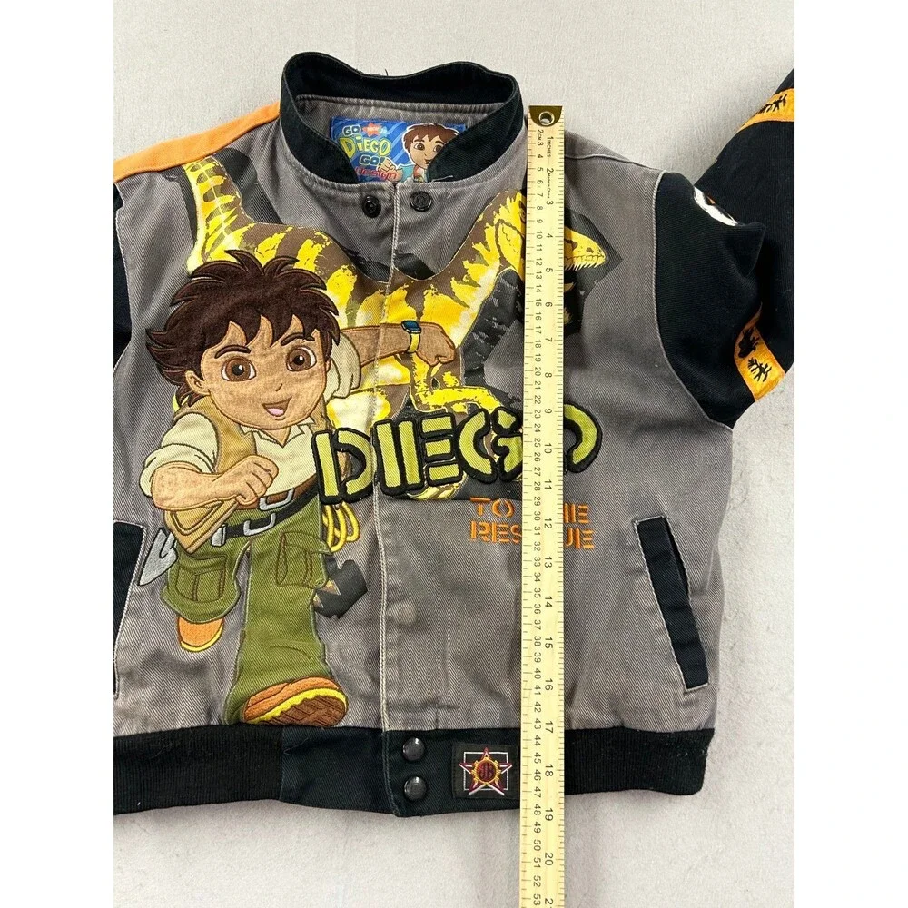 Youth Nick Jr. JH Design Go Diego Go Dinosaur Jacket Gray/Black/Orange Medium